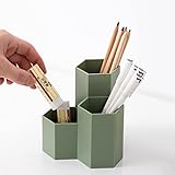 Saikvi Pens Cup Green Pencil Holder for Desk Pencil Organizer Pen Cup for Desk for Office Supplies/Classroom/Home (Green, 3-type)