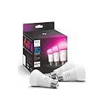 Philips Hue A19 LED Smart Light Bulb - White and Color Ambiance - 60W Indoor Light Bulb - Control with Hue App - Works with Alexa, Google Assistant and Apple Homekit - 3 Pack