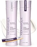 Keranique Volumizing Shampoo and Conditioner Set for Hair Repair and Growth with Biotin and Keratin Amino Complex, Sulfate and Parabens Free, 8 fl oz ea