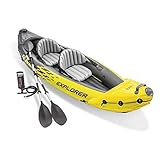 INTEX 68307EP Explorer K2 Inflatable Kayak Set: Includes Deluxe 86in Kayak Paddles and High-Output Pump – Adjustable Seats with Backrest – Removable Skeg – 2-Person – 400lb Weight Capacity
