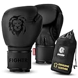 FIGHTR® Pro Boxing Gloves made of genuine leather | men and women | for boxing, MMA, Muay Thai, kickboxing & martial arts 10 12 14 16 oz | incl. carrying bag