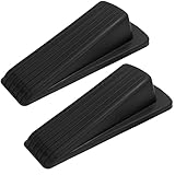 S&T INC. Heavy Duty Rubber Door Stopper for Residential and Commercial Use, Black, 4.8 in. x 2.2 in. x 1.3 in, 2 Pack