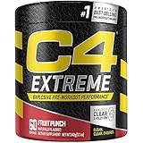 C4 Extreme Pre Workout Powder Fruit Punch | Preworkout Energy Supplement for Men & Women | 200mg Caffeine + Beta Alanine + Creatine | 60 Servings