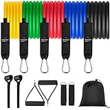 Renoj Resistance Bands, Exercise Bands 5 Levels Workout Bands with Handles Men and Women 100LBS (Black)