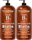 New York Biology Biotin Shampoo and Conditioner Set for Hair Growth and Thinning Hair - Thickening Formula for Hair Loss Treatment - For Men & Women - Anti Dandruff - 16.9 Fl Oz