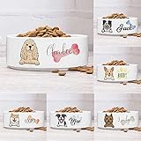 Personalized Dog Bowl with Name & Breeds Design - Custom Ceramic Dog Bowls w/Cute Icons, Pet Dish for Dry, Wet Food & Water, Customized Feeding Puppy Bowl Gifts for Small, Medium & Large Sized Dogs