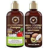WOW Skin Science Apple Cider Vinegar Shampoo & Conditioner Set with Coconut & Avocado Oil - Men and Women Gentle Shampoo Set - Hair Growth Shampoo for Thinning Hair & Loss - Sulfate & Paraben Free