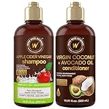 WOW Skin Science Apple Cider Vinegar Shampoo & Conditioner Set with Coconut & Avocado Oil - Men and Women Gentle Shampoo Set - Hair Growth Shampoo for Thinning Hair & Loss - Sulfate & Paraben Free