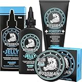 Bossman Essentials Beard Kit for Men - Beard Oil Jelly, Fortifying Conditioner Cream, Beard Balm - Grooming Growth Care Accessories (Magic)