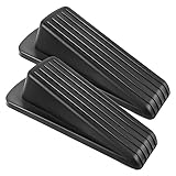 JZWBLILY Door Stoppers for Bottom of Door on Floor, Premium Rubber Door Stopper Wedge, Floor Sturdy Stackable Door Stops for Carpet Heavy Duty Door, Door Gaps (Black, 2 Pack)