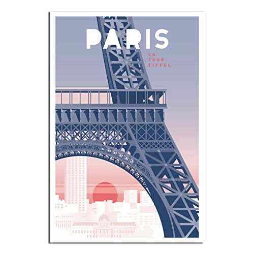 UEJD Tour Eiffel Paris France Affiche de voyage vintage Poster...