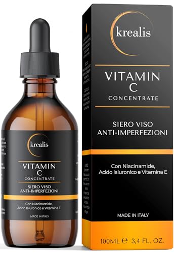 Krealis •100ml• Vitamine C Serum Visage avec Acide Hyaluronique,...