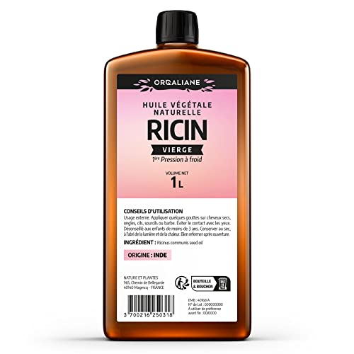 Huile de ricin 1 litre - Pure et Naturelle - barbe, Cheveux, cils,...