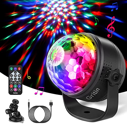 Gritin Boule Disco, 360° Rotation Boules à Facette Commande Vocale...